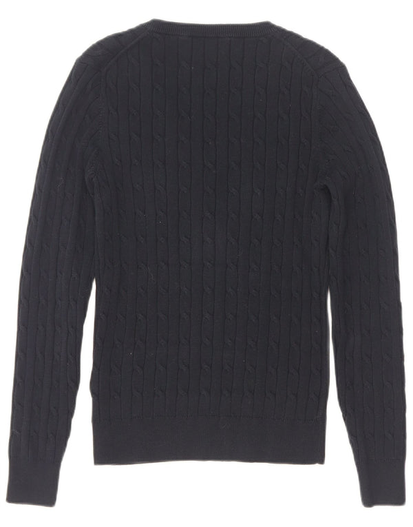Sweter damski Gant z dekoltem w kształcie litery V, UK 8, mały, granatowy, bawełniany