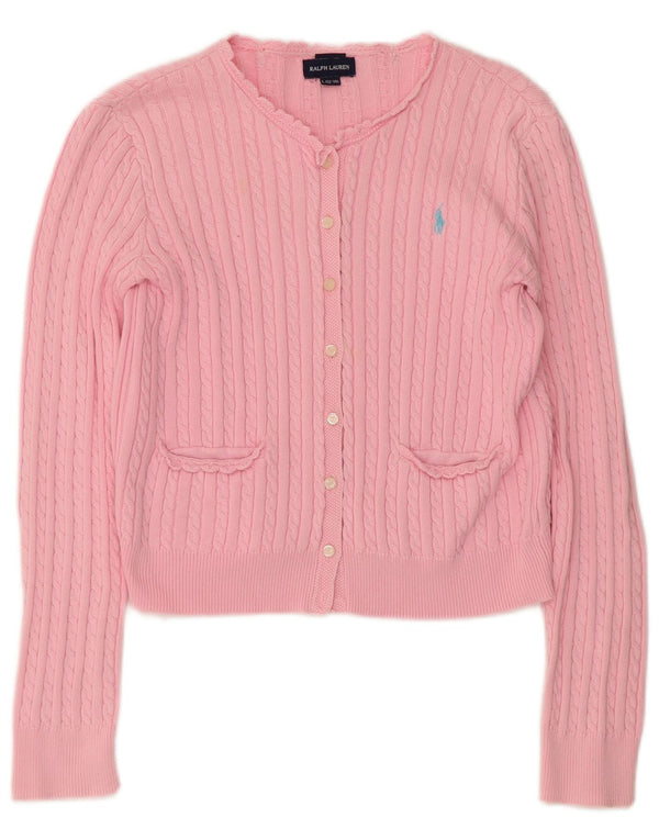 Ralph Lauren Dziewczęcy sweterek typu Crop Cardigan 12-13 lat, duży, różowy, bawełniany