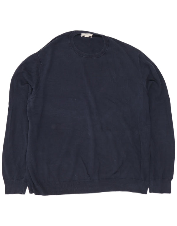 MARKS & SPENCER Męski sweter z okrągłym dekoltem, 3XL, granatowy, bawełniany