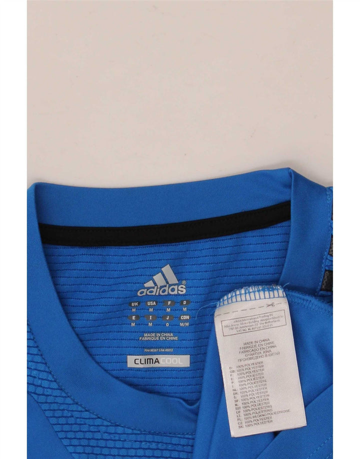 Adidas Męska koszulka Climacool Top, średni niebieski, poliester z blokami kolorów