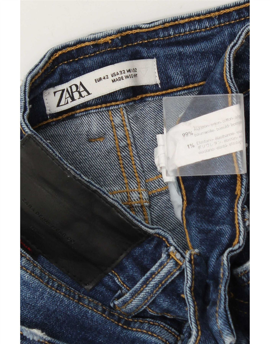 Męskie jeansy Zara w trudnej sytuacji, EU 42, duże, W32, L32, niebieska bawełna
