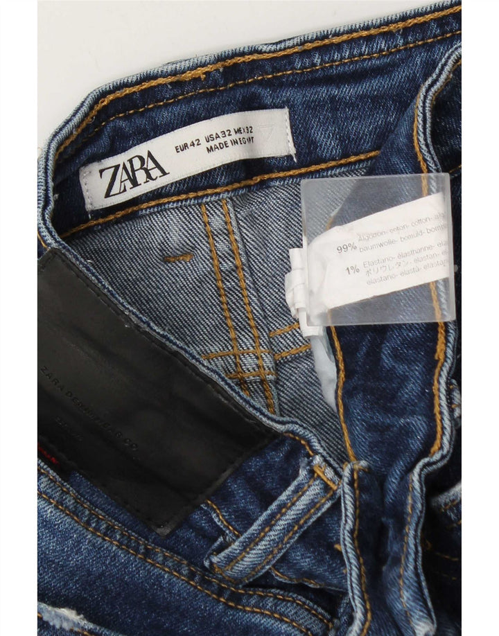Męskie jeansy Zara w trudnej sytuacji, EU 42, duże, W32, L32, niebieska bawełna