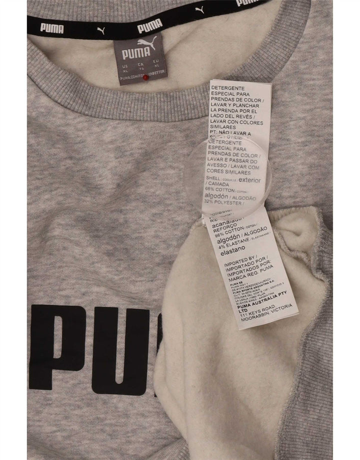 Męska bluza z grafiką Puma XL, szara, nakrapiana bawełna
