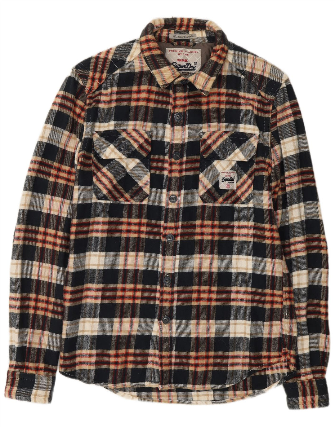 SUPERDRY Męska koszula flanelowa, duża, czarna, bawełniana w kratę