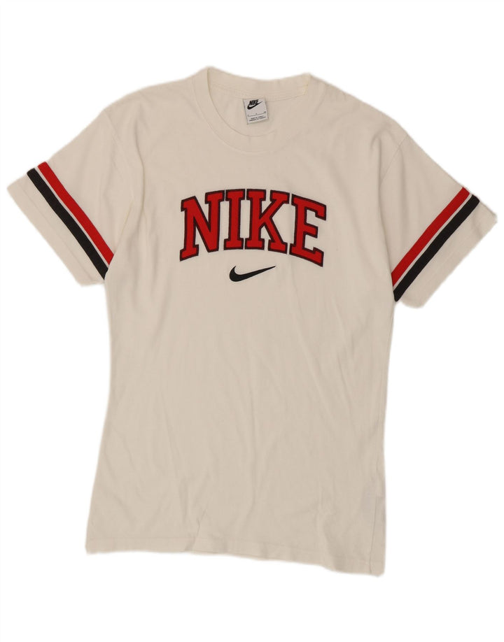 Męski T-shirt Nike z grafiką, mały, biały, bawełniany z blokami kolorów