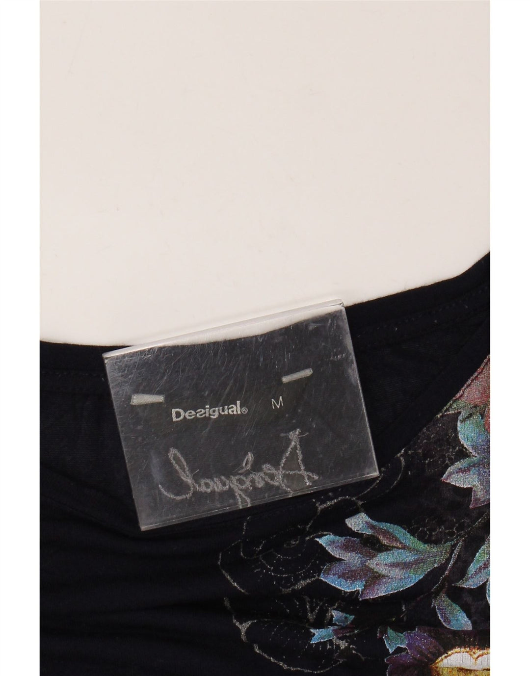 Damska tunika graficzna Desigual Top UK 14 Średni granatowy w kwiaty