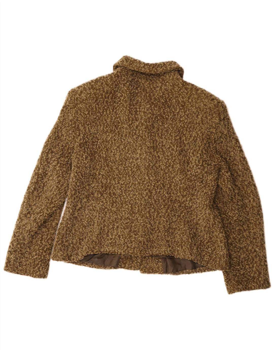 Vintage damska marynarka zapinana na 4 guziki UK 14, średni khaki, nakrapiany akryl