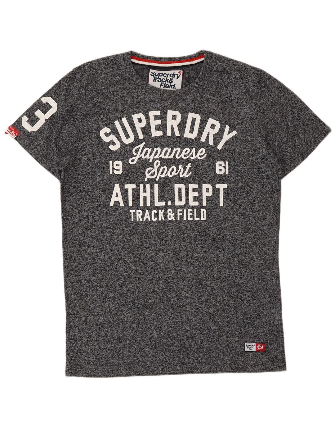 Męski T-shirt SUPERDRY z grafiką, średnioszary, bawełniany w cętki