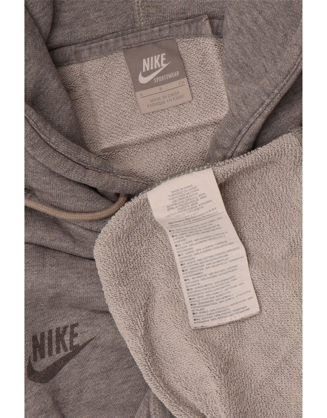 Męski sweter z kapturem Nike z grafiką, mały, szary, bawełniany