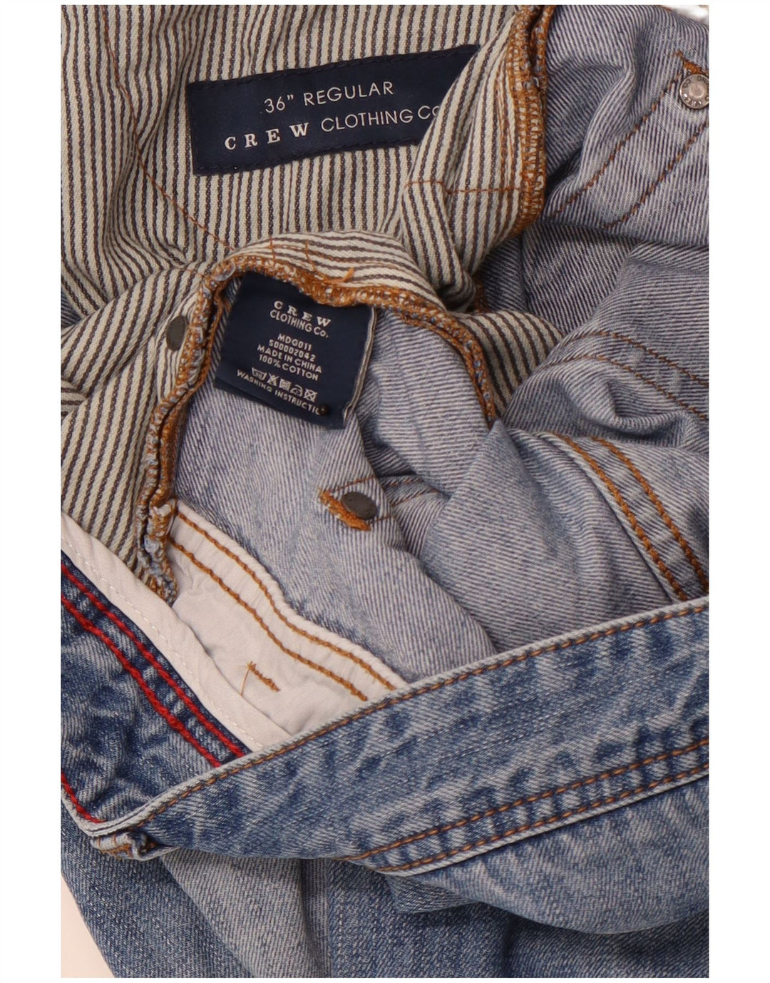 CREW CLOTHING Męskie proste dżinsy W36 L31 Niebieska bawełna