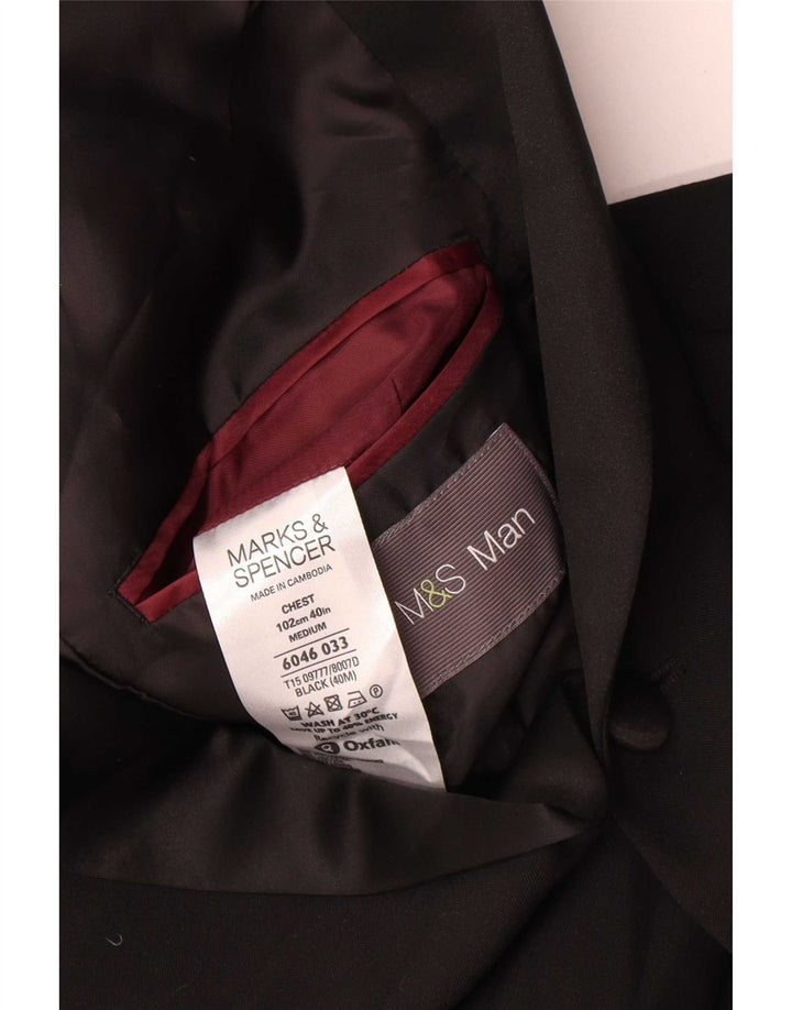 Marks & Spencer Męska marynarka zapinana na 2 guziki, UK 40, średni czarny poliester