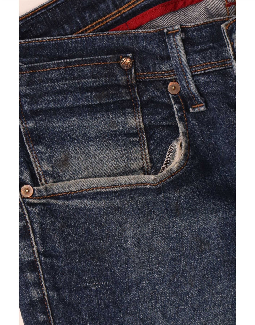 Męskie jeansy slim fit Penguin W32 L32 Niebieskie bawełniane