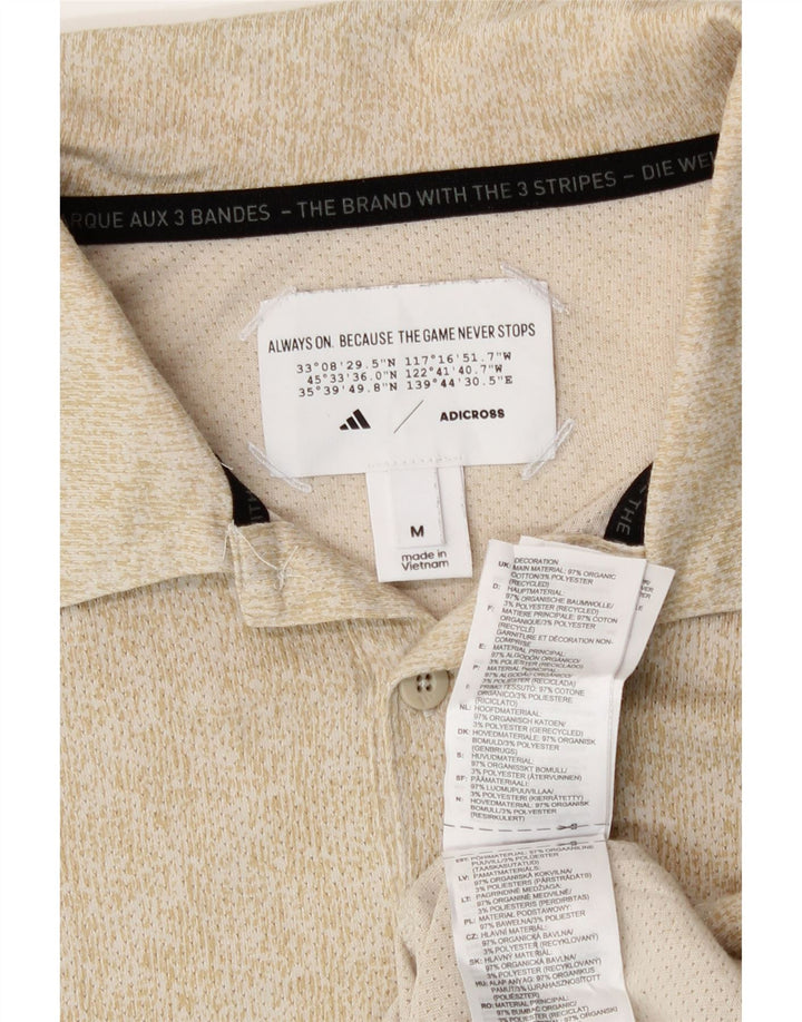 Męska koszulka polo Adidas z trzema paskami, średnia beżowa, nakrapiana bawełna