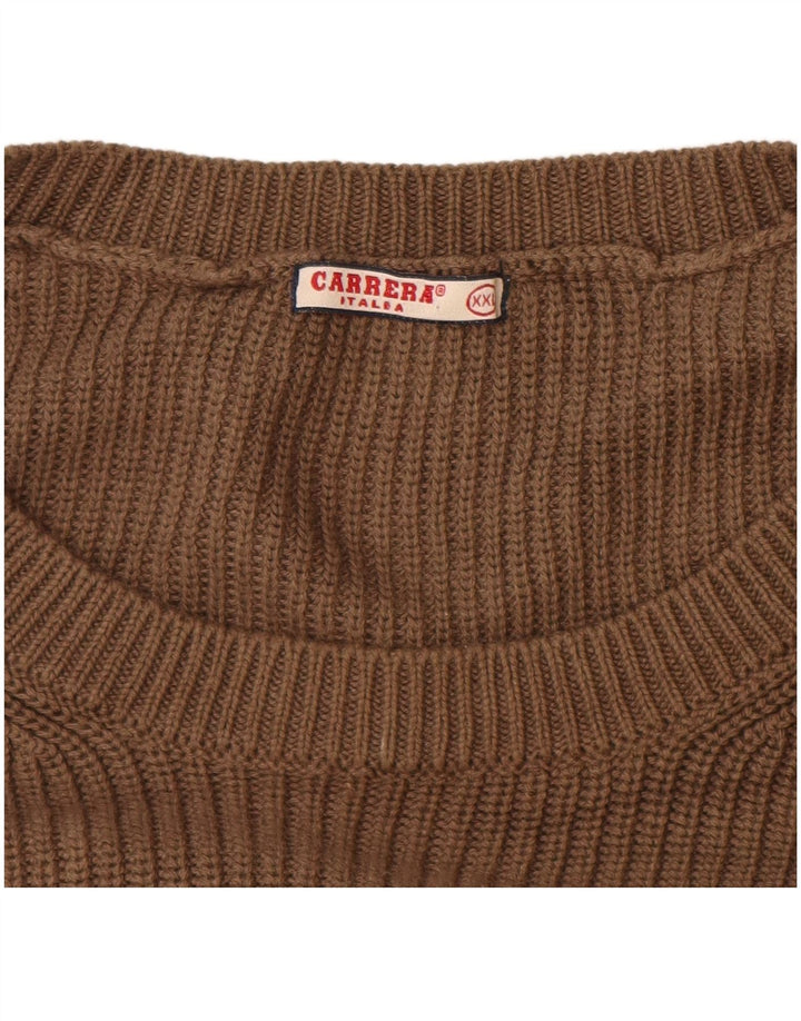 Męski sweter z okrągłym dekoltem Carrera 2XL, brązowa bawełna