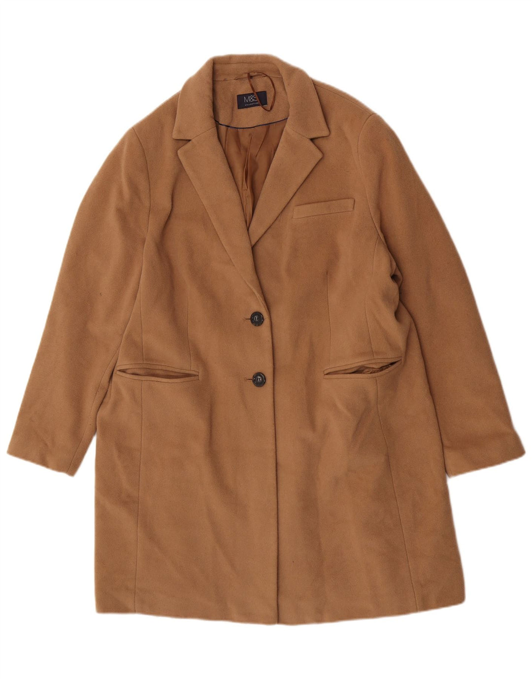 Marks & Spencer Płaszcz damski UK 20 2XL Brązowa wełna