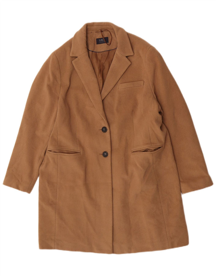 Marks & Spencer Płaszcz damski UK 20 2XL Brązowa wełna