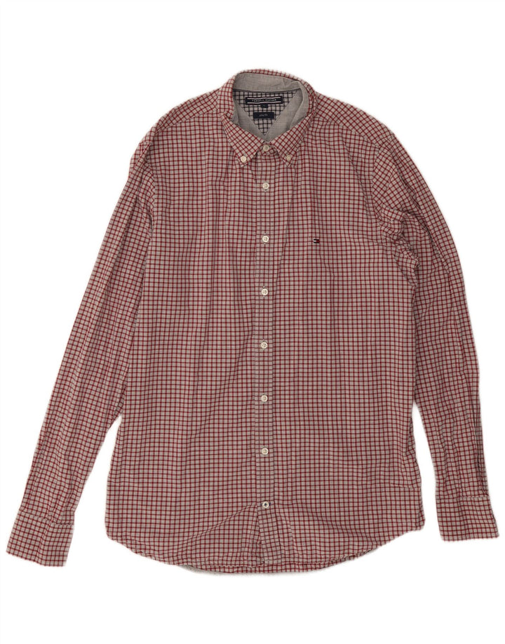 Męska koszula slim fit Tommy Hilfiger, duża, bawełniana w czerwoną kratę
