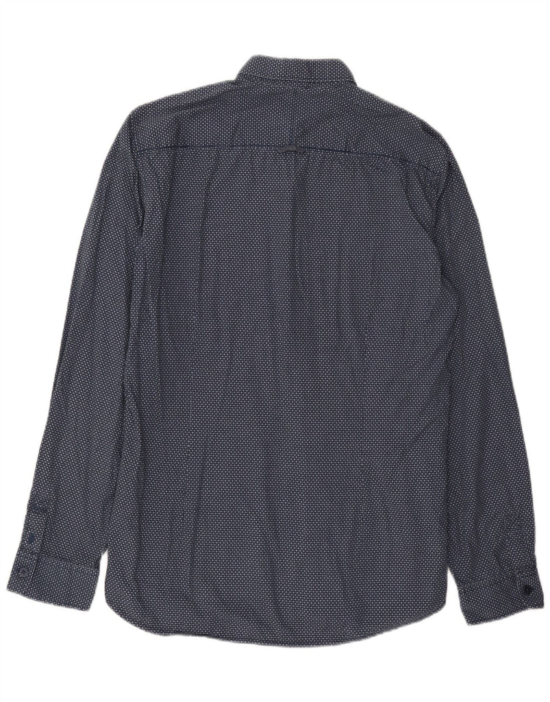 TOM TAILOR Mens Fitted Shirt Medium Navy Blue Geometric Cotton Vintage Tom Tailor and Second-Hand Tom Tailor from Messina Hembry 