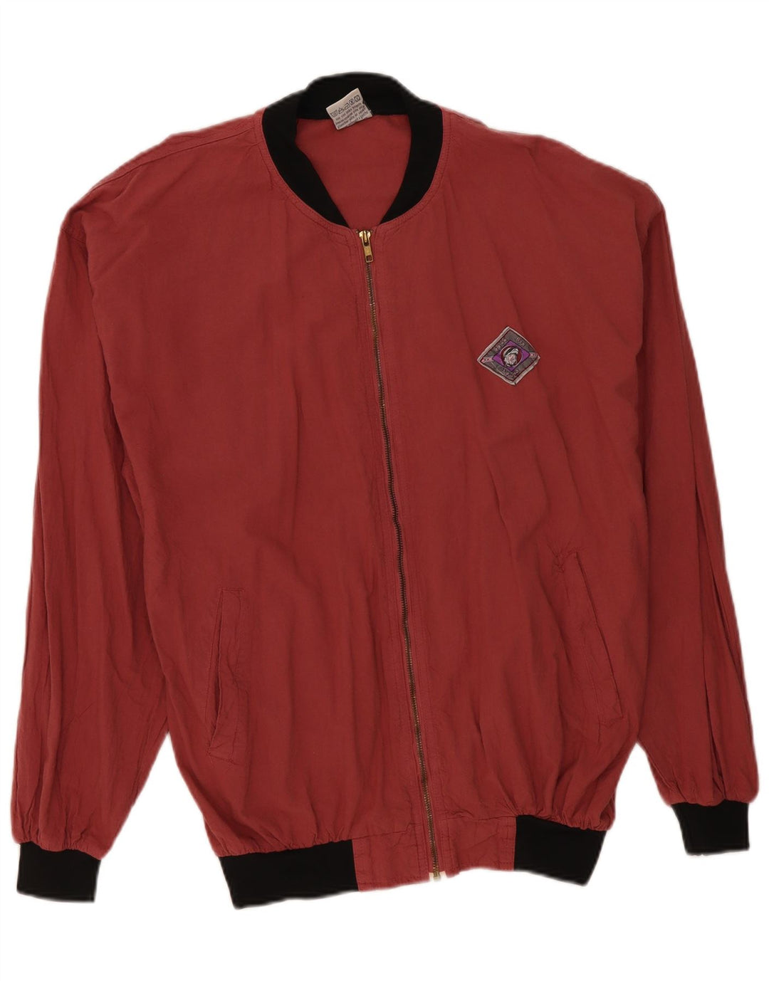 Męska kurtka bomberka o luźnym kroju w stylu vintage IT 48/50 Średnia czerwona bawełna