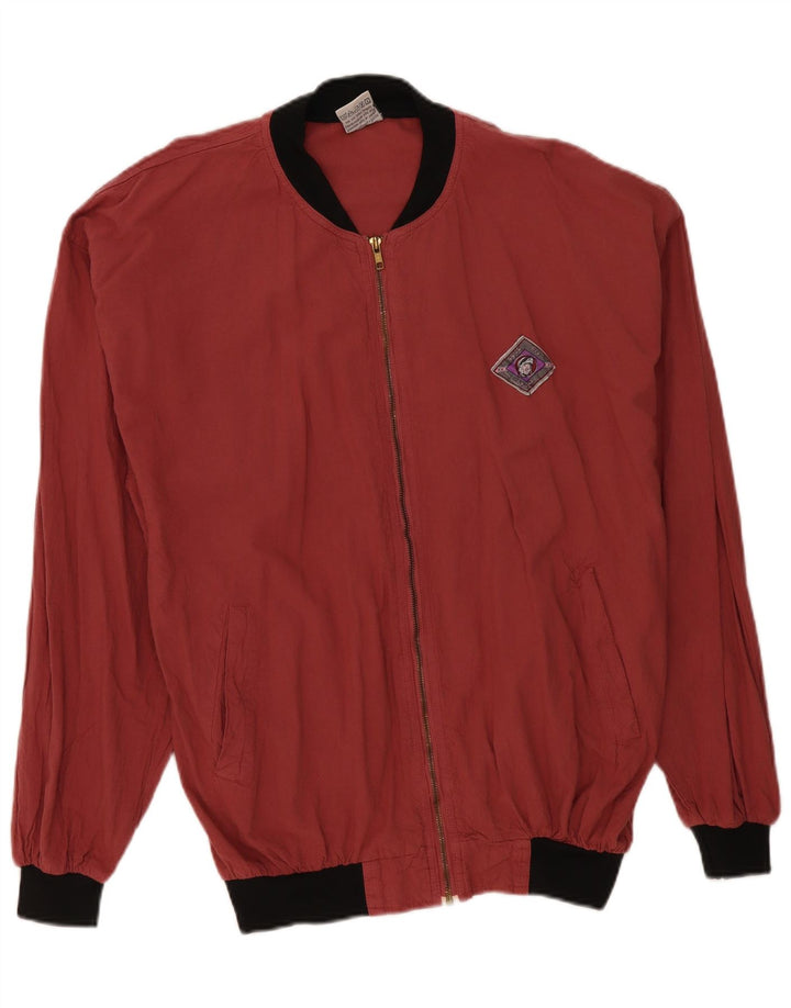 Męska kurtka bomberka o luźnym kroju w stylu vintage IT 48/50 Średnia czerwona bawełna