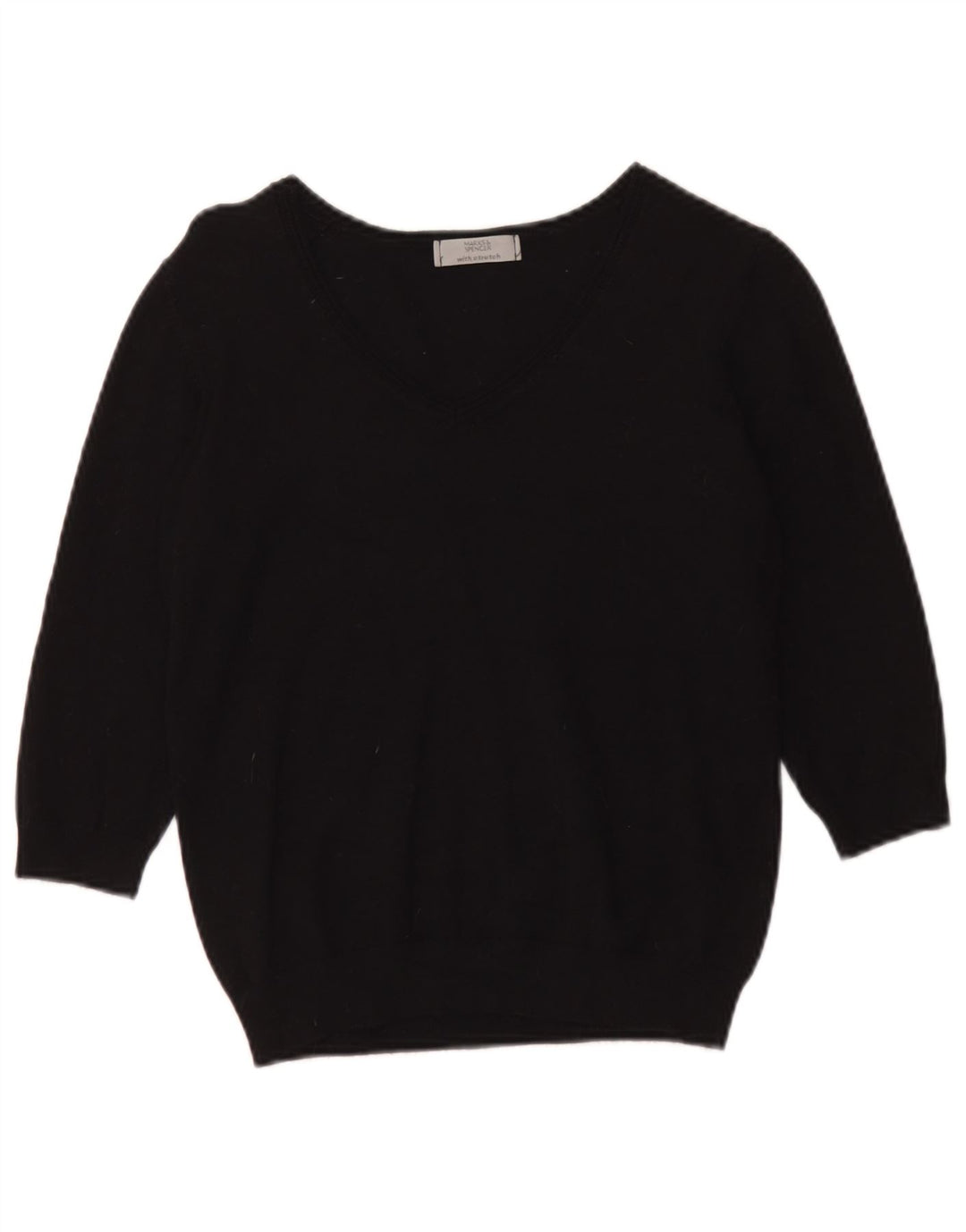 Marks & Spencer Damski sweter z dekoltem w kształcie litery V, UK 14, średni czarny