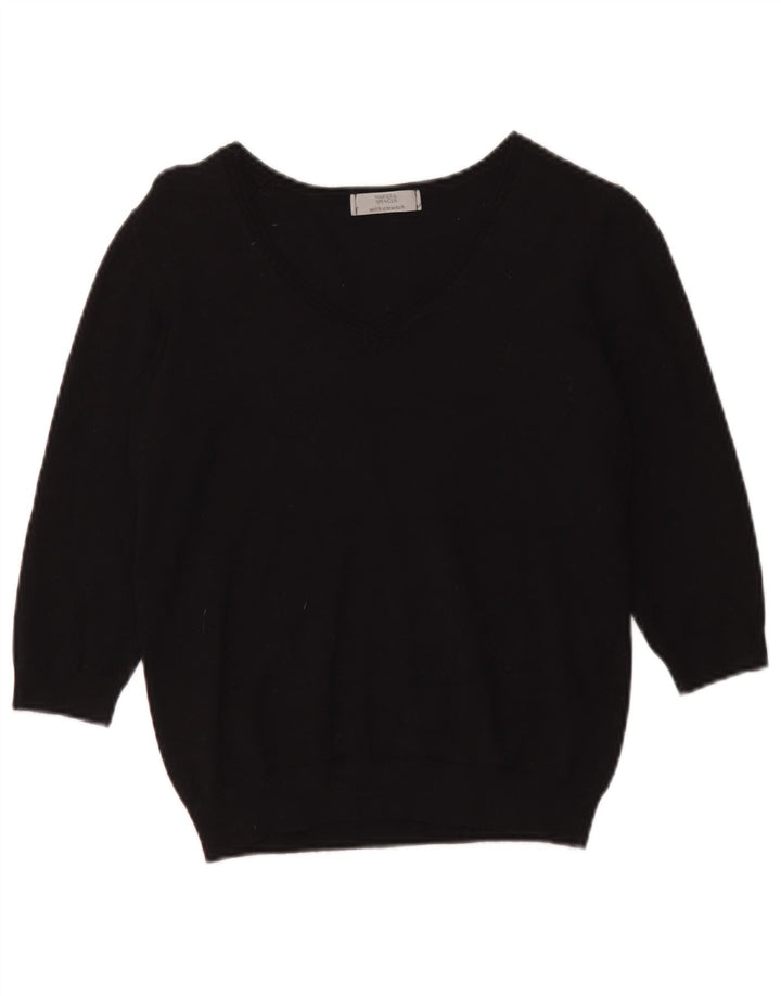 Marks & Spencer Damski sweter z dekoltem w kształcie litery V, UK 14, średni czarny
