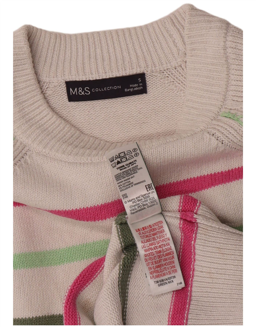 Marks & Spencer Damski sweter z dekoltem w łódkę, UK 10, mały, w kolorze złamanej bieli