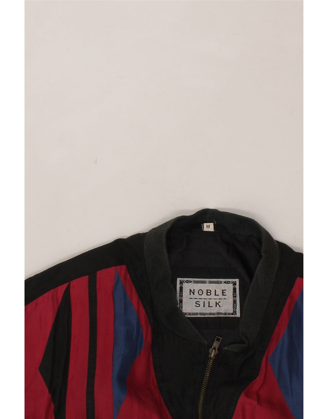 Męska kurtka bomberka o luźnym kroju VINTAGE UK 38 Średni czarny geometryczny jedwab