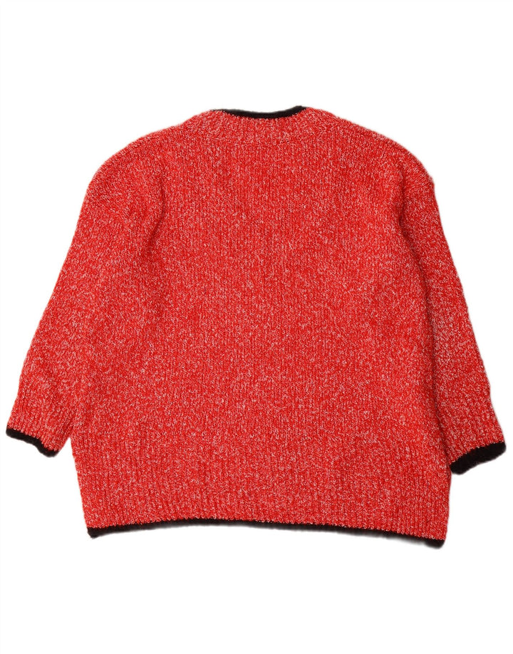 Marks & Spencer Damski sweter z dekoltem w kształcie litery V, UK 16, duży, czerwony poliester