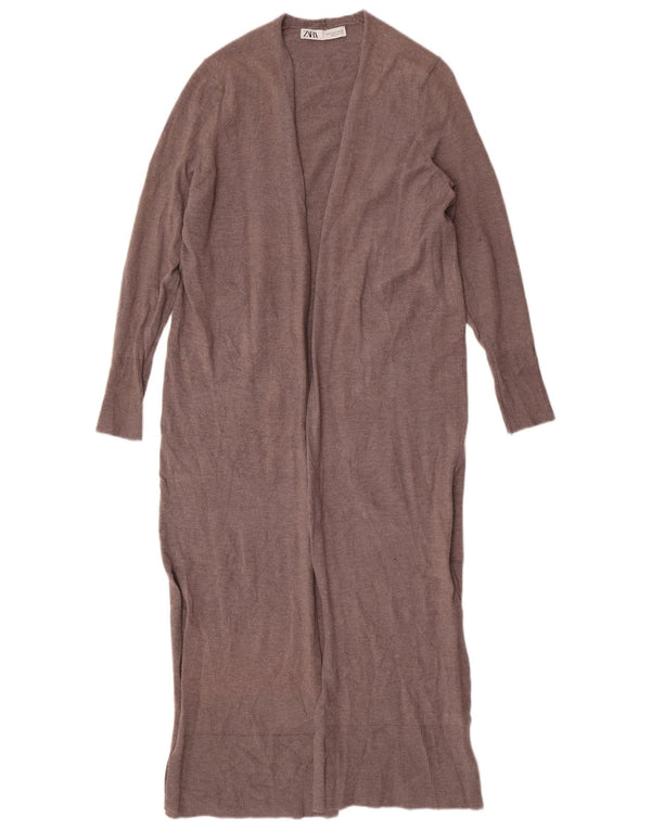 Zara Womens Loose Fit Longline Cardigan Sweater UK 10 Small Grey