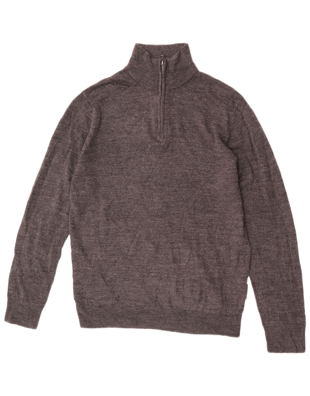 Męski sweter zapinany na zamek French Connection, duży, szary, nakrapiany akryl