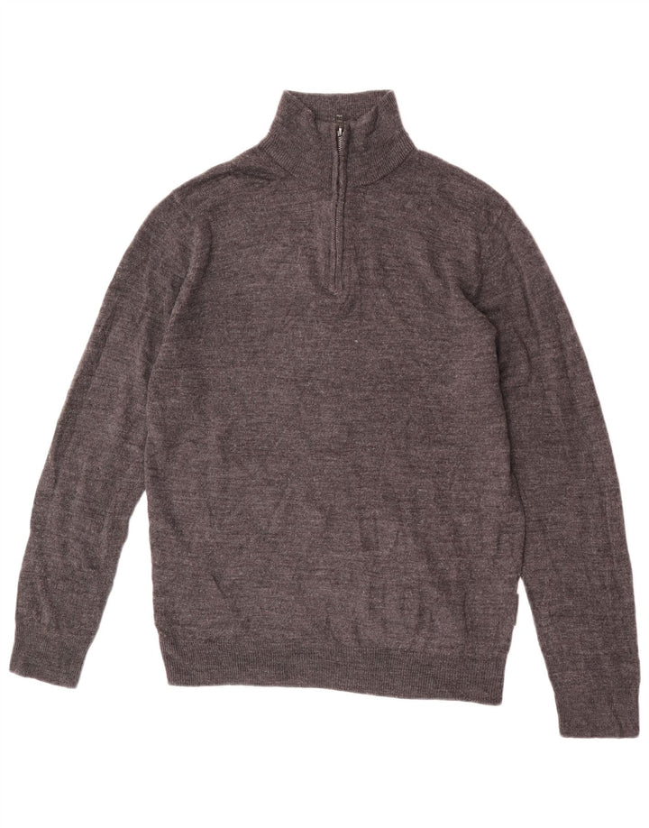 Męski sweter zapinany na zamek French Connection, duży, szary, nakrapiany akryl