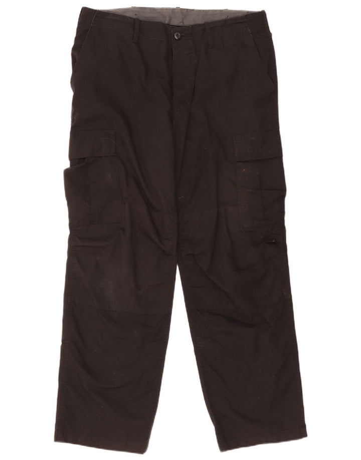 Męskie proste spodnie cargo w stylu vintage, średnie W36 L30, czarne
