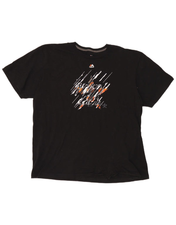 Męska koszulka z grafiką Majestic Houston Astons, 2XL, czarna bawełna