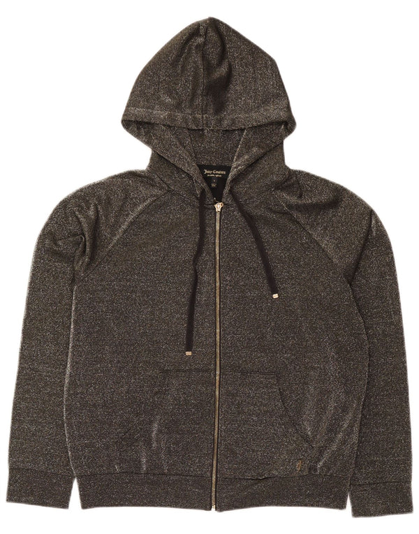 Damski sweter z kapturem i zamkiem Juicy Couture UK 16, duży, szary, nakrapiany poliester