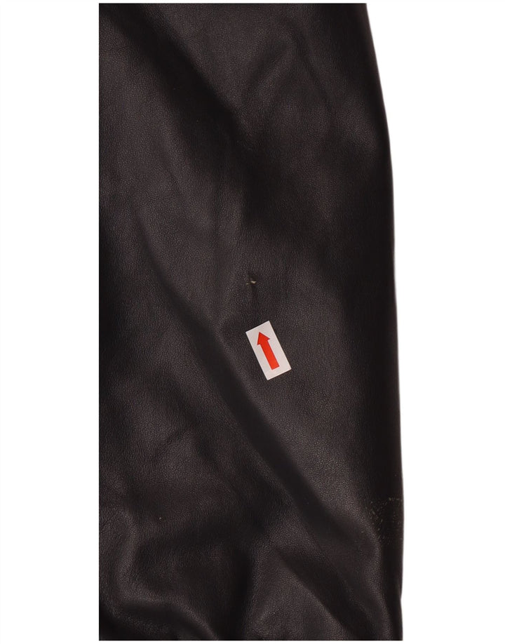 Vintage damski płaszcz skórzany oversize IT 44 średni czarny skórzany klasyczny