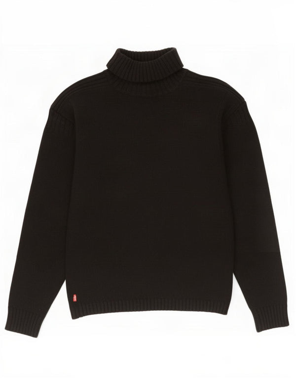 Damski sweter z wywijanym dekoltem Levi's UK 14 Średni czarny owcza wełna