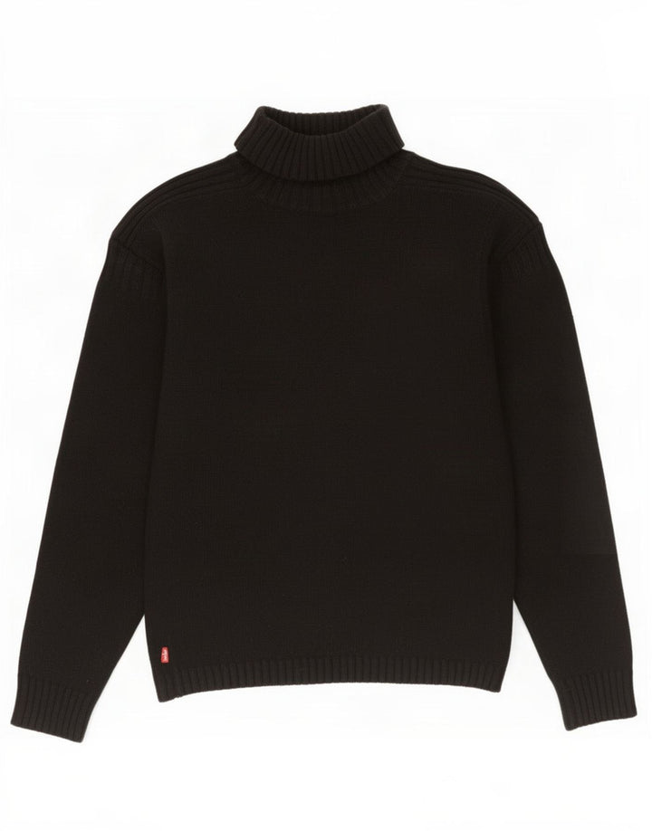 Damski sweter z wywijanym dekoltem Levi's UK 14 Średni czarny owcza wełna