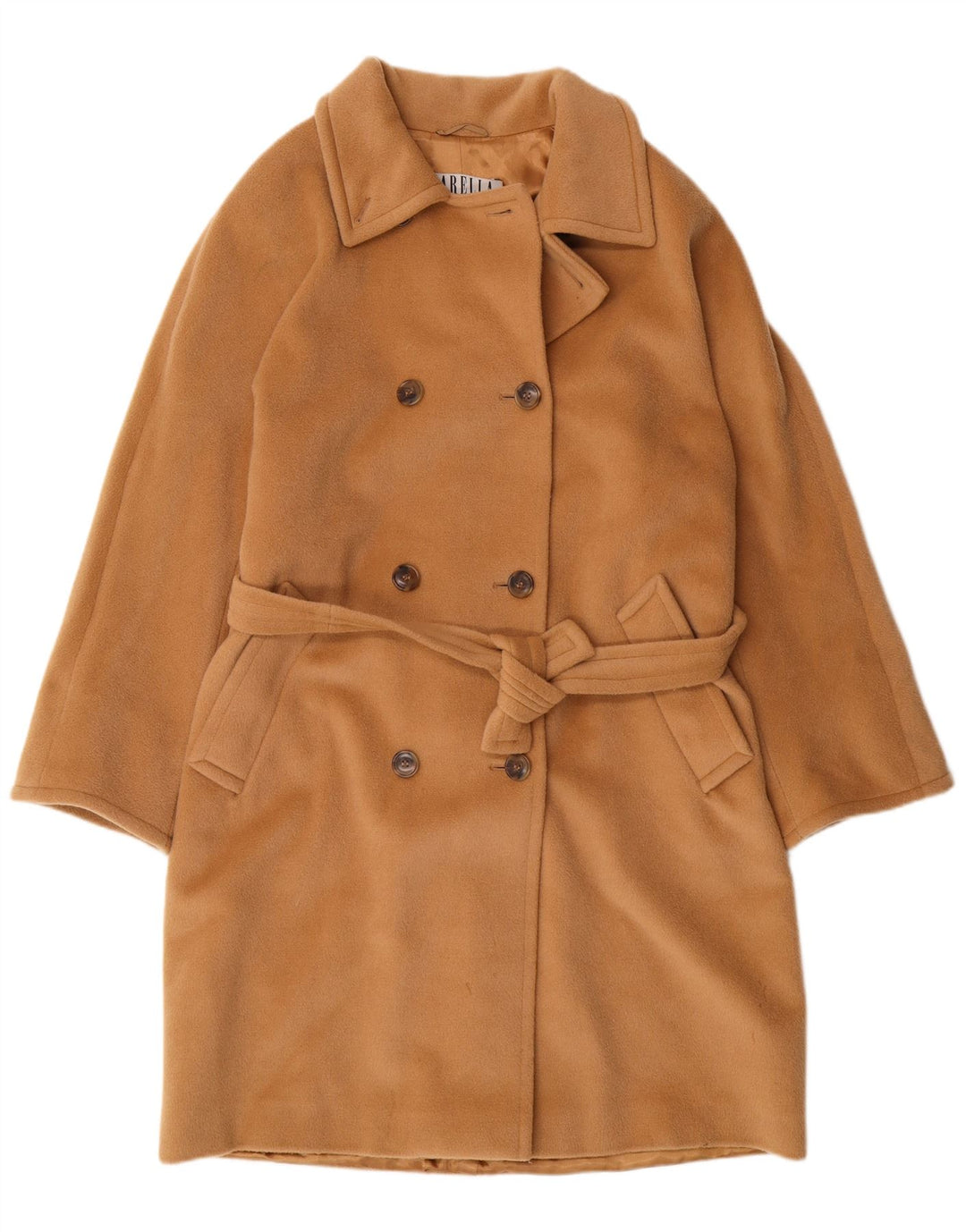 MARELLA Damski płaszcz dwurzędowy UK 12 Średni beżowy klasyk z dziewiczej wełny