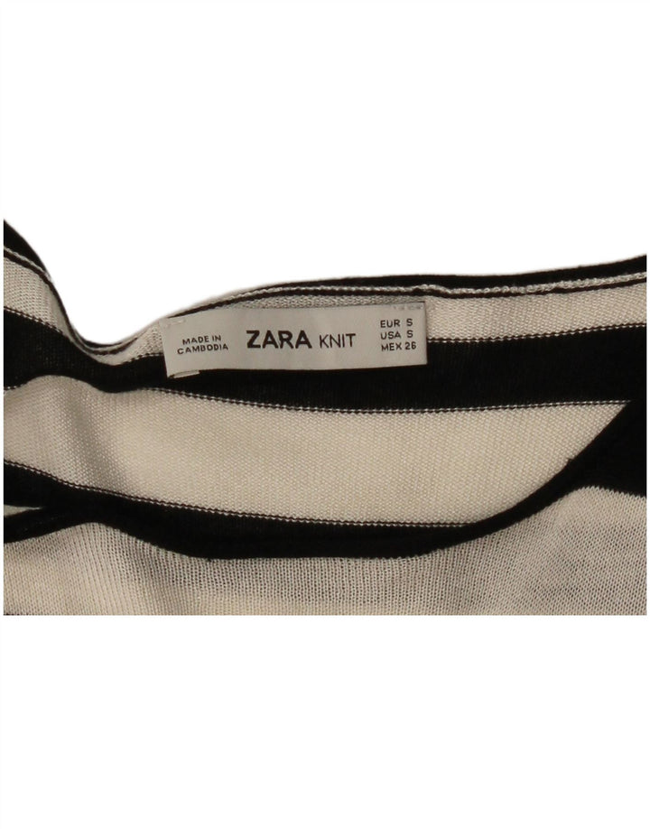 Damska długa bluzka oversize Zara Top UK 10 w małe białe paski