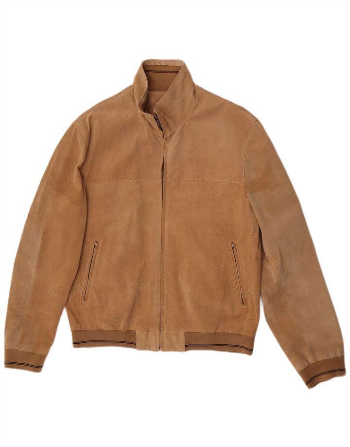Vintage męska zamszowa kurtka bomber IT 50 duża brązowa skóra