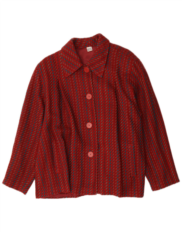 Damska kurtka bomberka oversize w stylu vintage IT 46, duża, wełniana w czerwone paski
