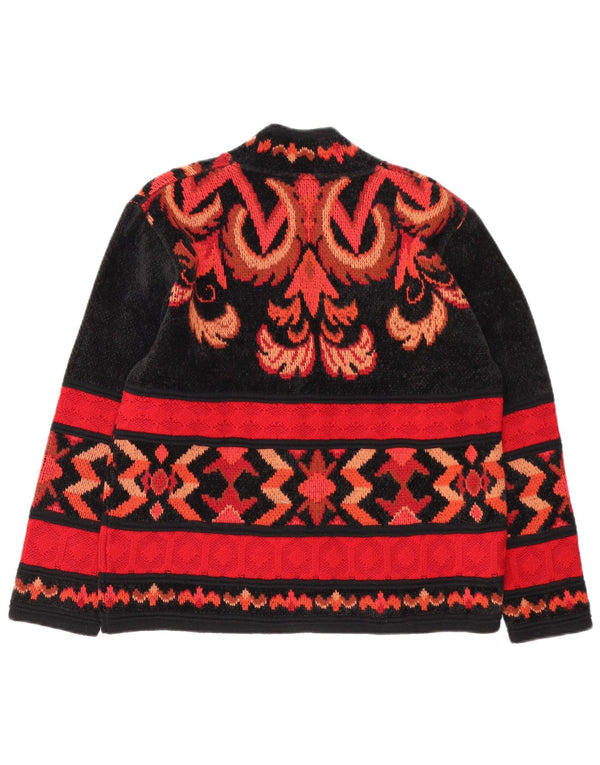 Sweter damski w stylu vintage, UK 14, duży, czerwony, geometryczny, retro