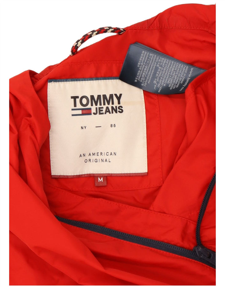 Męska kurtka przeciwdeszczowa z kapturem Tommy Hilfiger UK 38, średni czerwony poliamid