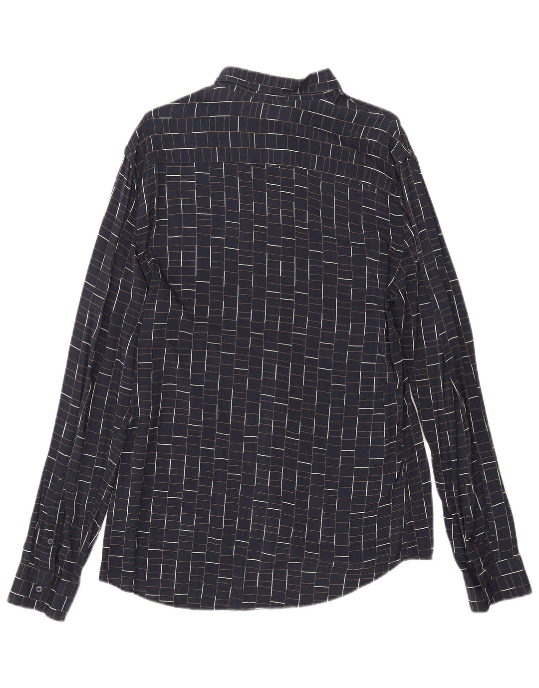 Koszula męska Zara Slim Fit, duża, granatowa, wiskozowa krata