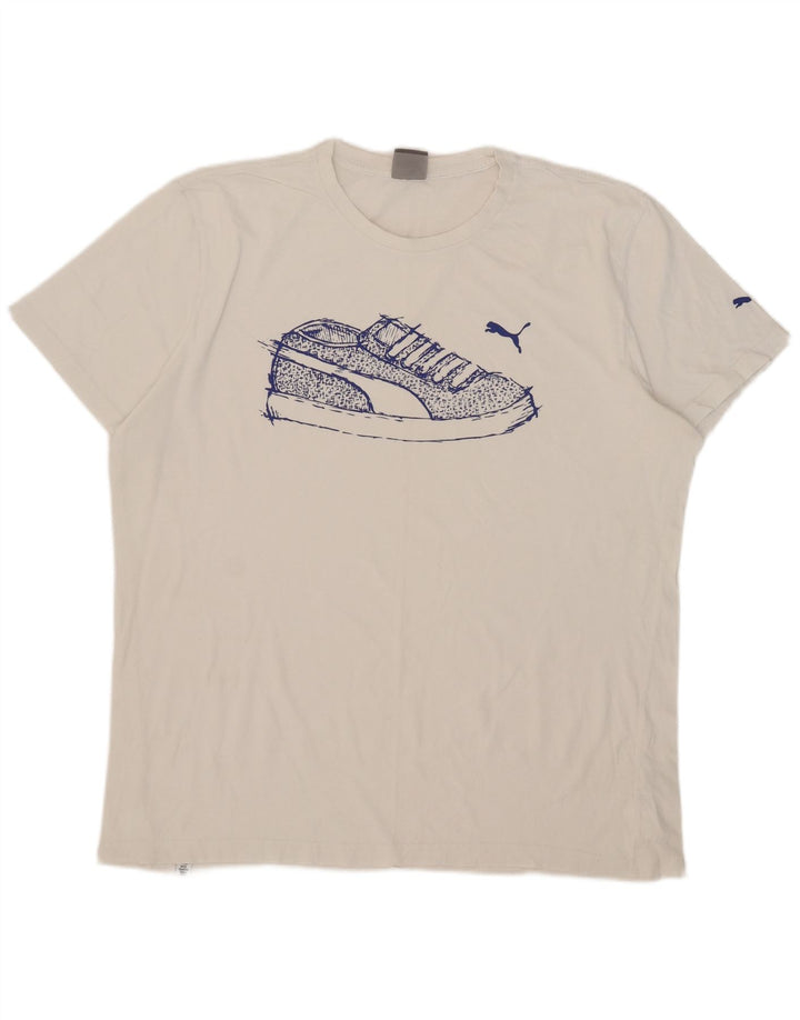 Męska koszulka z grafiką Puma Top 2XL Biała bawełna