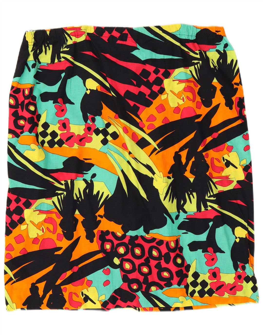 VINTAGE damska graficzna prosta spódnica W40 2XL wielobarwny patchwork