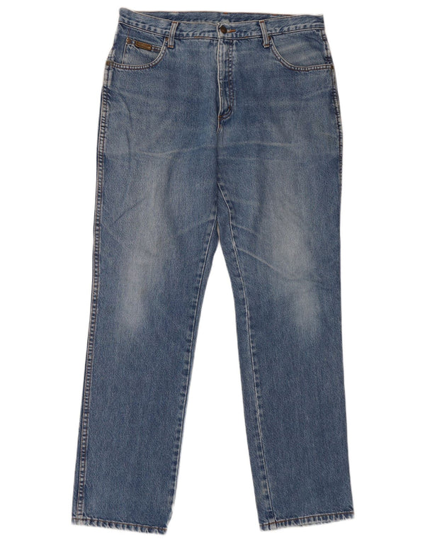 Męskie jeansy Wrangler Texas w trudnej sytuacji, proste W36 L32, niebieska bawełna