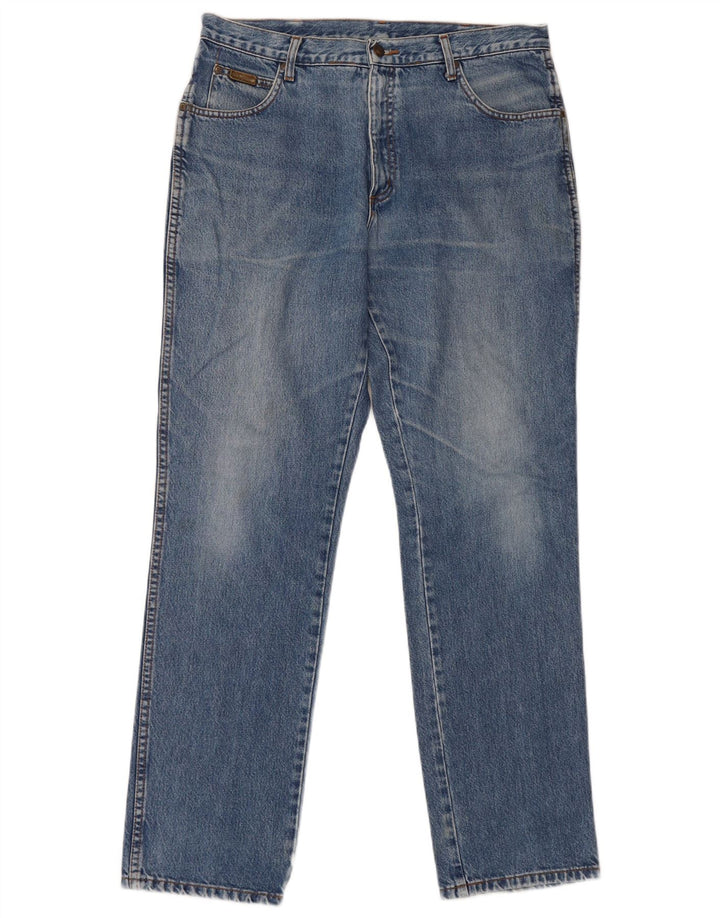 Męskie jeansy Wrangler Texas w trudnej sytuacji, proste W36 L32, niebieska bawełna