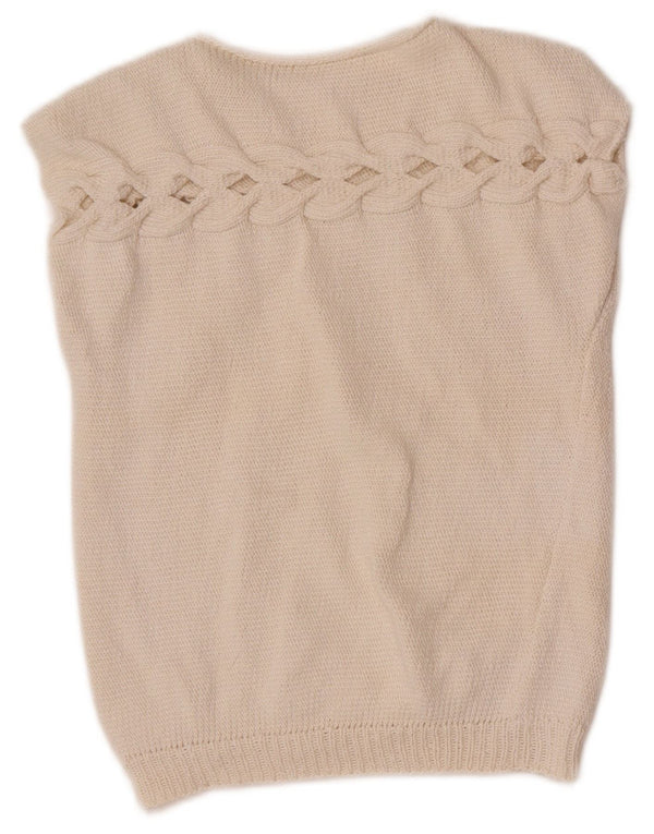 Tank top dziewczęcy w stylu vintage w wieku 9-10 lat, beżowy
